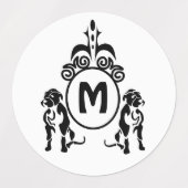 Zwei Wachhunde Monogramm Etiketten (Design 1)