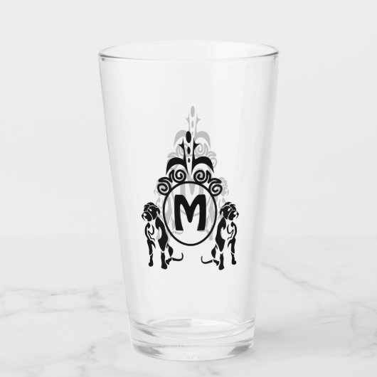 Zwei Wachhunde Monogramm Glas (Rückseite)