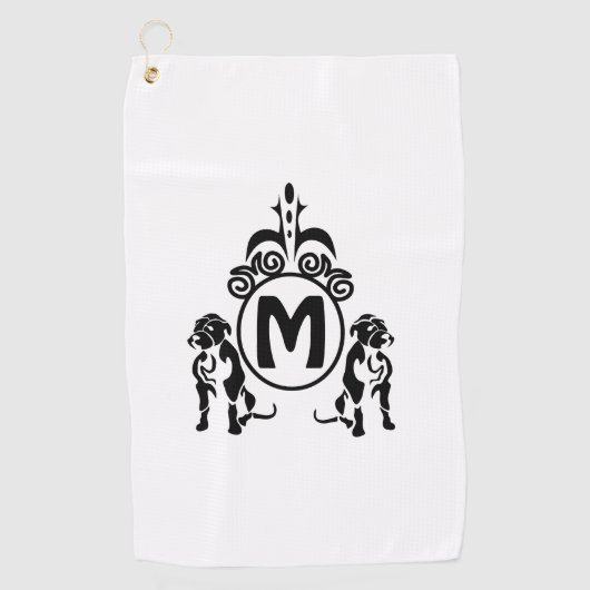 Zwei Wachhunde Monogramm Golfhandtuch (Vorderseite)