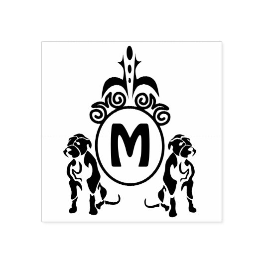 Zwei Wachhunde Monogramm Gummistempel (Prägung)