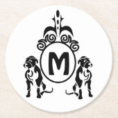 Zwei Wachhunde Monogramm Runder Pappuntersetzer (Vorderseite)