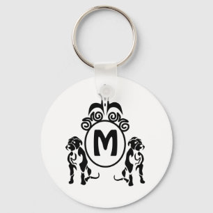 Zwei Wachhunde Monogramm Schlüsselanhänger