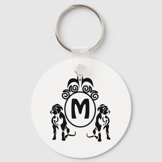Zwei Wachhunde Monogramm Schlüsselanhänger (Vorderseite)