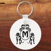 Zwei Wachhunde Monogramm Schlüsselanhänger (Vorderseite)