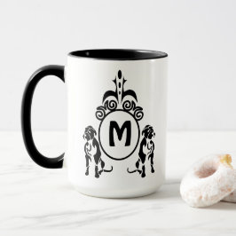 Zwei Wachhunde Monogramm Tasse
