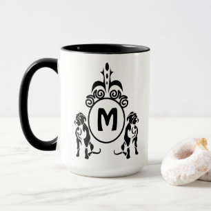 Zwei Wachhunde Monogramm Tasse