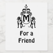 Zwei Wachhunde Monogramm Weinetikett (Einzelnes Label)