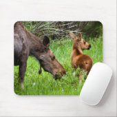 Zwei wachsame Elch-Mutter und Baby Mousepad (Mit Mouse)