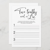 Zwei Wahrheiten und ein lautes Brautparty Einladung (Vorne/Hinten)