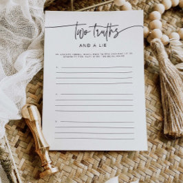 Zwei Wahrheitskarten und eine Live-Brautparty-Akti Einladung