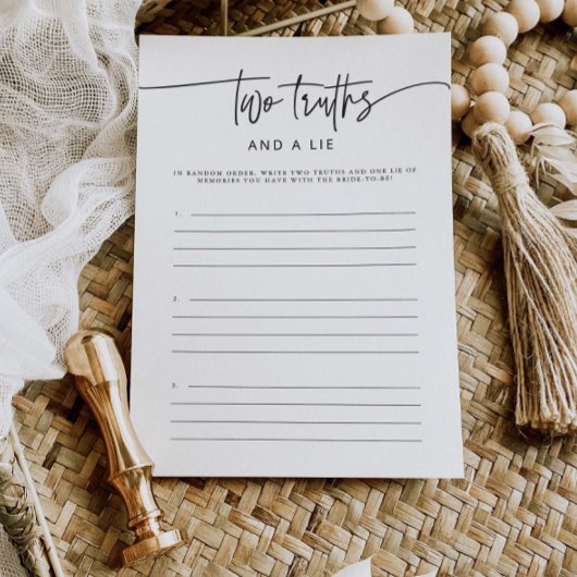 Zwei Wahrheitskarten und eine Live-Brautparty-Akti Einladung