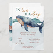 Zwei Wale im tiefen Weißen Ozean Einladung (Vorne/Hinten)