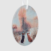 Zwei walisische Corgis im Schnee Ornament (Vorderseite)