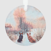 Zwei walisische Corgis im Schnee Ornament (Rückseite)