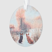 Zwei walisische Corgis im Schnee Ornament (Vorderseite)