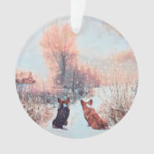 Zwei walisische Corgis im Schnee Ornament (Vorderseite)