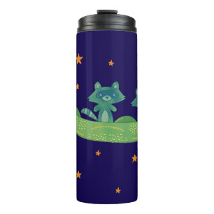 Zwei Waschbären in einer Erbsenschote   Whimsical  Thermosbecher