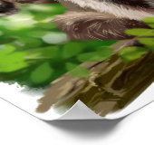 Zwei Waschbären sitzen auf den Zweigen eines Baume Poster (Ecke)