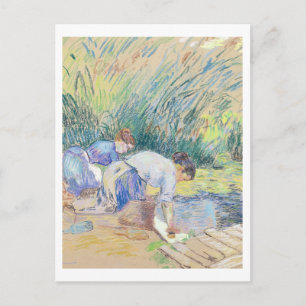 Zwei Washerfrauen (pastellfarben auf Papier) Postkarte