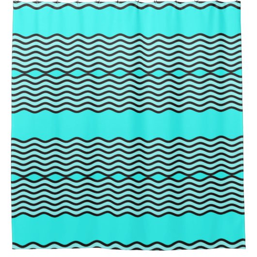Zwei Waves Border Schwarzweiß transparent Duschvorhang (Vorderseite)