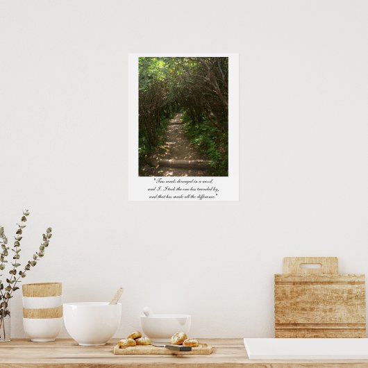 Zwei Wege divergierten in einem Holzposter Version Poster (Küche)