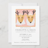 Zwei weibliche Deer Brides Gay Lesbian Hochzeit Einladung (Vorderseite)