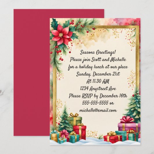 Zwei Weihnachtsbäume Einladung (Vorne/Hinten)