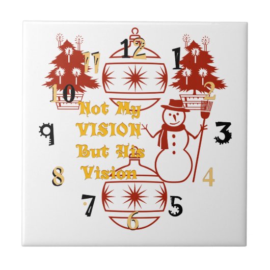 Zwei Weihnachtsbaumlichter Snowman Vision Fliese (Vorderseite)