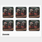 Zwei Weihnachtsferien-Dackeln Quadratischer Aufkleber (Blatt)