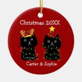 Zwei Weihnachtsleuchten Individuelle Namen Niedlic Keramik Ornament (Vorne)