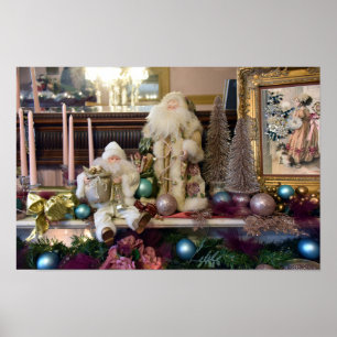 Zwei Weihnachtsmänner auf einem viktorianischen Ka Poster