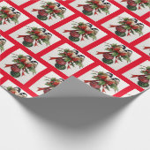 Zwei Weihnachtsmänner & Ornamente Geschenkpapier (Ecke)