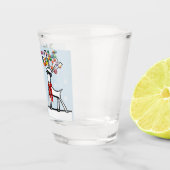 Zwei Weihnachtsrentiere mit Schneeflocken Schnapsglas (Rechts)