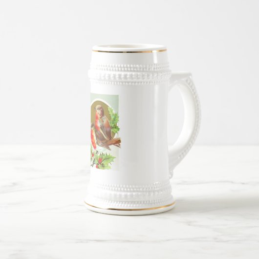 Zwei Weihnachtsrobinen Bierglas (VorderseiteRechts)