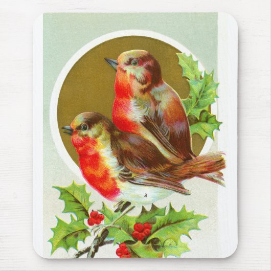Zwei Weihnachtsrobinen Mousepad (Vorne)