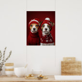 Zwei Weihnachtswelpen Poster (Küche)