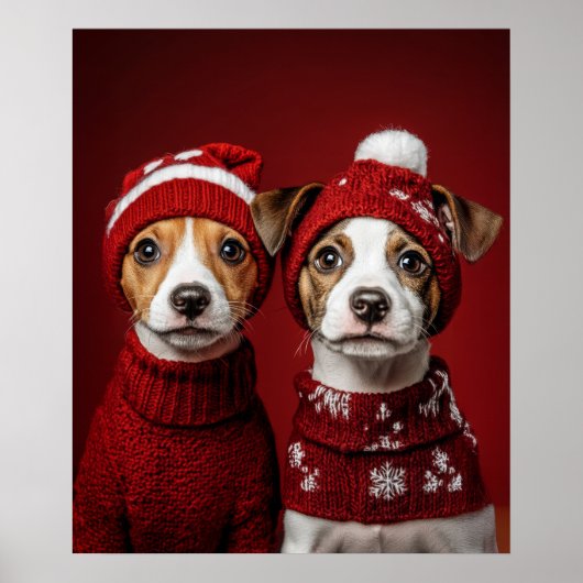 Zwei Weihnachtswelpen Poster (Vorne)