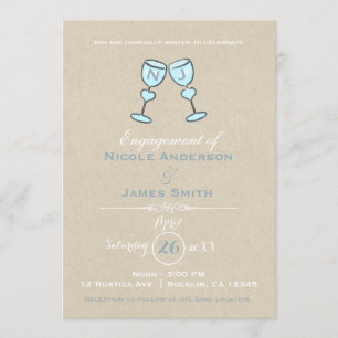Zwei Wein Gläser Whimsical Hochzeitsverlobung Einladung