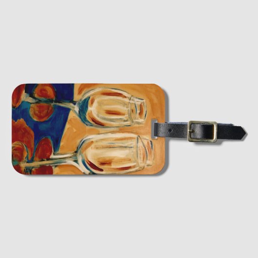 Zwei Weingläser Gepäckmarke Gepäckanhänger (Vorderseite (Horizontal))