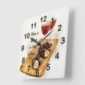 zwei Weingläser und Obst Quadratische Wanduhr (Winkel)