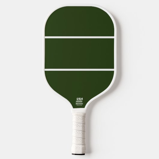 Zwei weiße Akzente Streifen mit feinem grünem Hint Pickleball Schläger (Rückseite)