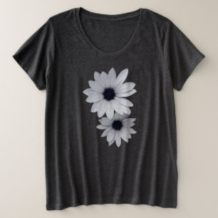 zwei weiße Blume Große Größe T-Shirt