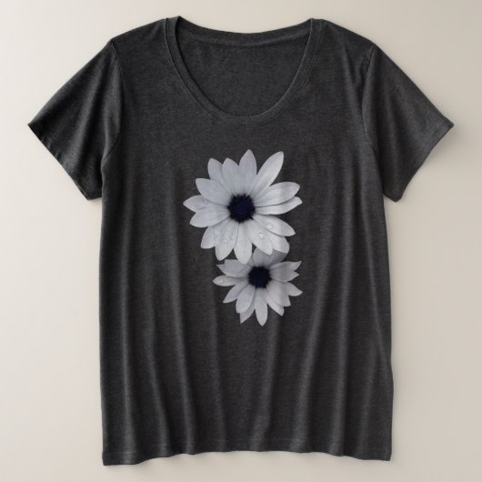 zwei weiße Blume Große Größe T-Shirt (Design vorne)