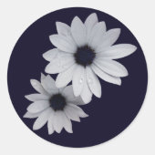 zwei weiße Blume Runder Aufkleber (Vorderseite)