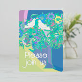 Zwei weiße Docks Art-Déco-Stil Folieneinladung (Stehend vorne)