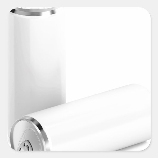 Zwei weiße Dosen Quadratischer Aufkleber (Vorderseite)