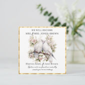 Zwei weiße Doves Lesbian Hochzeit Einladung (Stehend Vorderseite)