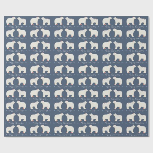 Zwei weiße Eisbären Geschenkpapier (Flach)