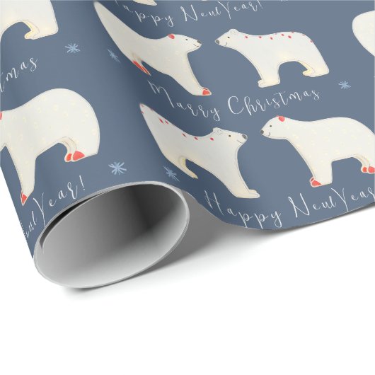 Zwei weiße Eisbären Geschenkpapier (Rolleneckpunkt)