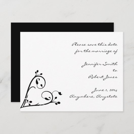 Zwei weiße Friedhöfe und Herz Save the Date (Vorne/Hinten)